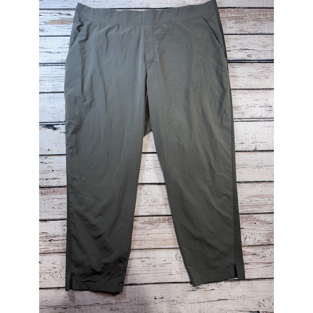 Athleta Brooklyn Ankle Pants Women's‎ 22 Olive Green Stash Pocket Nylon Stretch